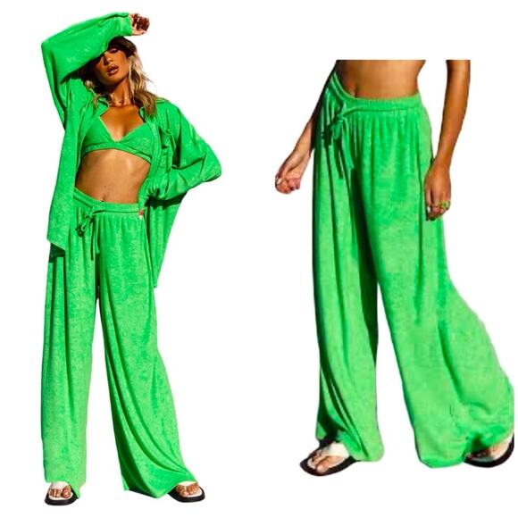 Pretty Little Thing Recycled Towelling Wide Leg Beach Pant SZ 6 $50 - Picture 2 of 8